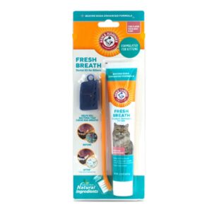 Arm & Hammer Kit Pasta Dental con Cepillo para Gato, Elimina Sarro y Mal Aliento, Sabor Atún, 3pzas