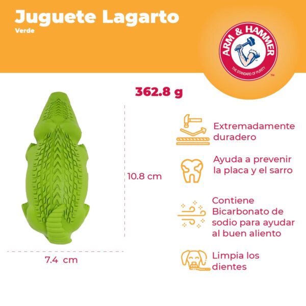 Juguete para Perro Large Cocodrilo verde, Limpia Dientes y Reduce Sarro - Image 2