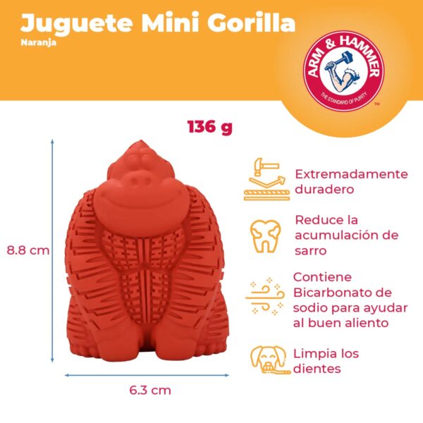 Arm & Hammer Juguete para Perro Mini Gorilla Rojo, Limpia Dientes y Reduce Sarro, Ultra resistente, 1pza - Image 6